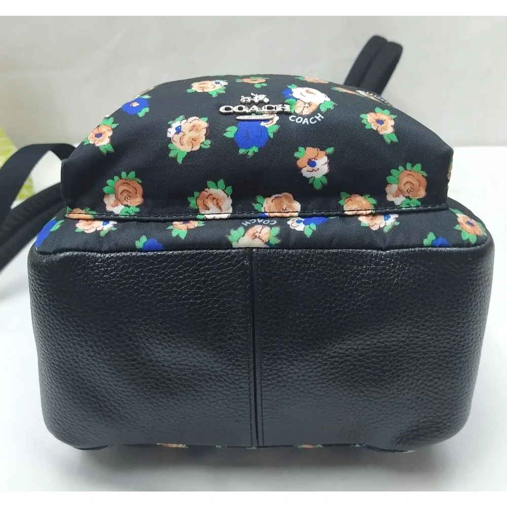 Coach Mini Charlie Tea Rose Floral Printed Nylon Zipper Backpack